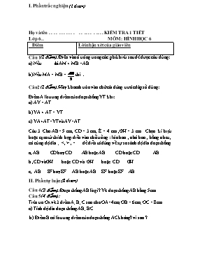 Kiểm tra 1 tiết môm Hình học 6